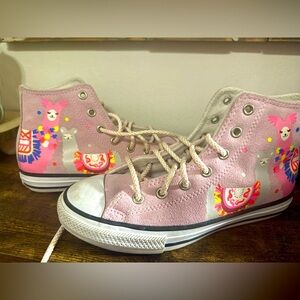 Girls Size 3 High Top “Playful Llama” Converse Sneakers